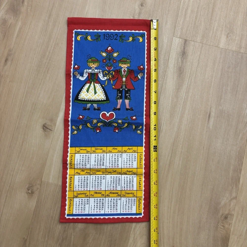 1992 Cloth Hanging‎ Calendar German Decorative Tea Towel